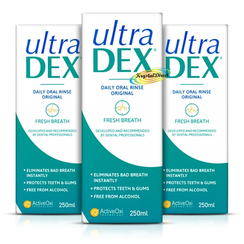 3x UltraDEX Original Daily Oral Mouthwash Rinse 250ml Alcohol Free