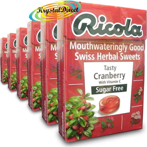 6x Ricola Tasty Cranberry Sugar Free Natural Herbal Sweets 45g