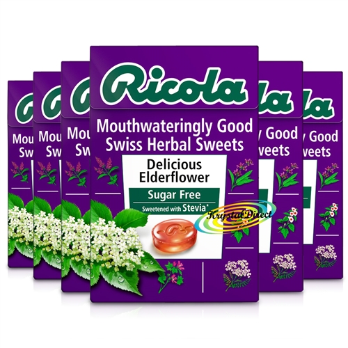 6x Ricola Elderflower Swiss Herbal Drops Lozenges Sweets Sugar Free 45g