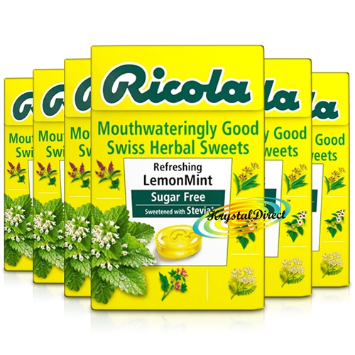 6x Ricola Refreshing Lemon Mint Swiss Herbal Lozenges Sweets Sugar Free 45g