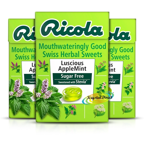 3x Ricola Luscious Apple Mint Sugar Free Natural Herbal Sweets 45g