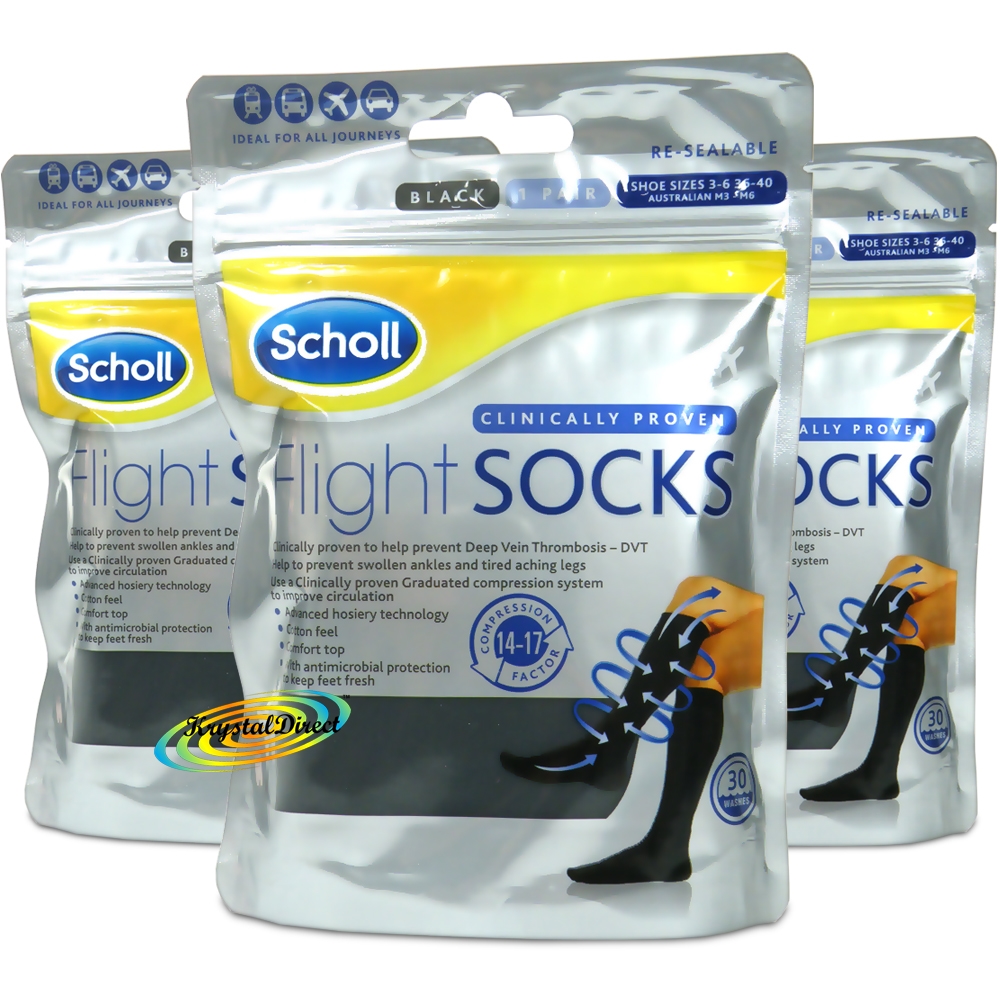 3x Scholl Flight Graduated Compression Socks for Air/Aeroplane