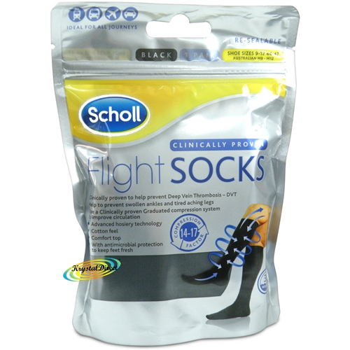 Scholl Flight Socks Black 1 Pair - UK 9-12, EU 44-47