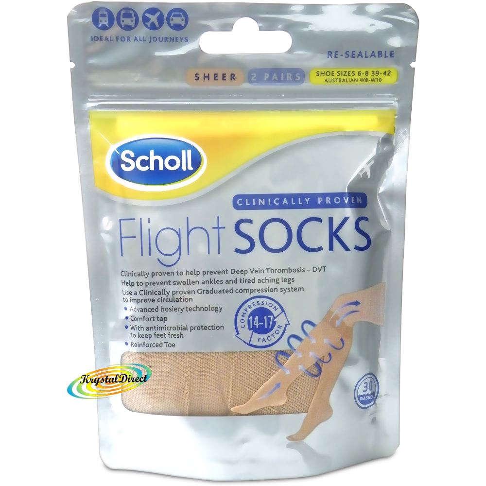 Scholl Flight Socks SHEER 2 Pairs - UK 6-8, EU 39-42