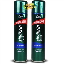 2x Wella Silvikrin Classic Hair Volume Style Spray Natural Hold Hairspray 400ml