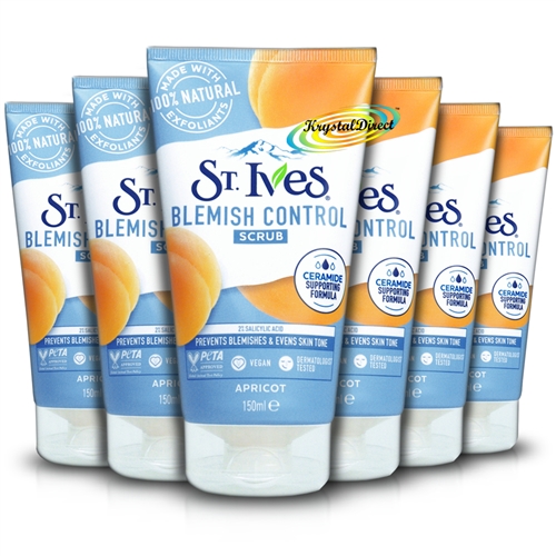 6x St.Ives Blemish Control Natural Apricot Cleansing Face Scrub 150ml Oil Free