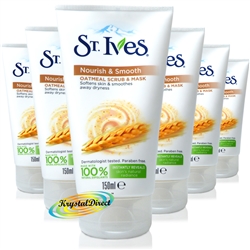 6x St.Ives Nourish & Smooth Natural Oatmeal Face Scrub & Mask 150ml