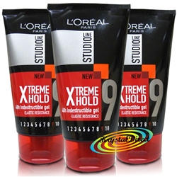 3x Loreal Studio Xtreme Hold No.9 Indestructible Hair Gel Elastic Resistance150ml