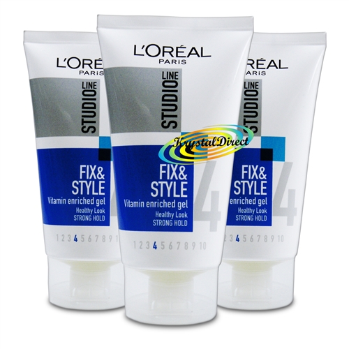 3x L'oreal Loreal Studio Fix Style Multi Vitamin Strong Hold Hair Gel 150ml