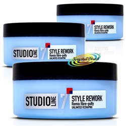 3x Loreal Studio Line Style Rework FX Remix Fibre Putty150ml Pot