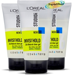 3x Loreal Studio Line Invisi Hold Natural Clear Non Sticky Non Stiff Hair Gel 150ml