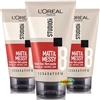 3x L'Oreal Loreal Studio Matt and & Messy Shine Free Fibre Paste STR8 150ml