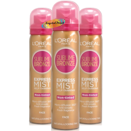 3x L'Oreal Sublime Bronze Express Non Tinted Self Tanning Face Mist 75ml