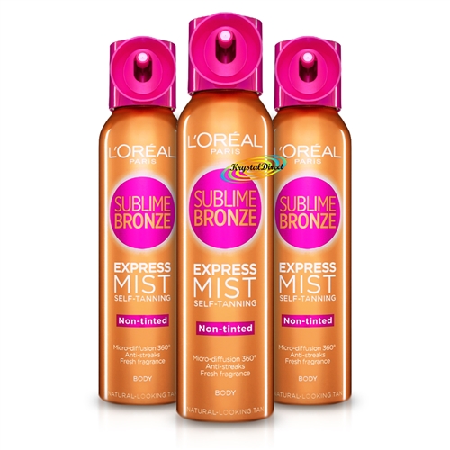 3x L'Oreal Sublime Bronze Express Non Tinted Self Tanning Body Mist 150ml