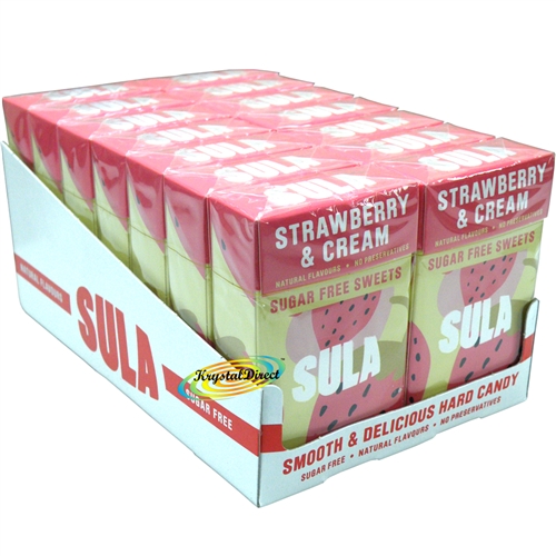 14x Sula Strawbery and Cream Natural Sugar Free Boiled Sweets 42g