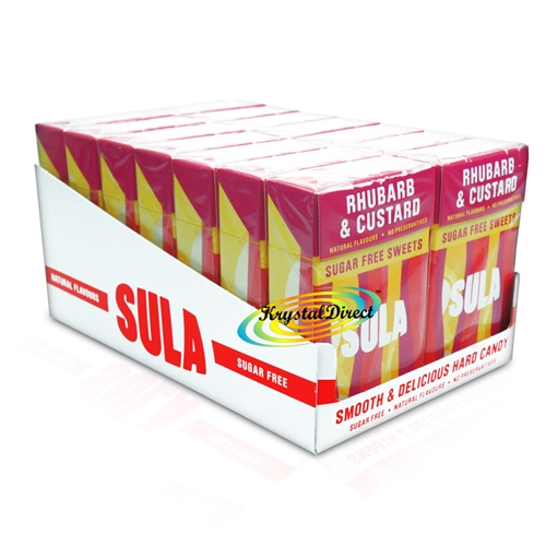 14x Sula Rhubarb Custard Natural Boiled Sugar Free Sweets With Sweetener Toffee