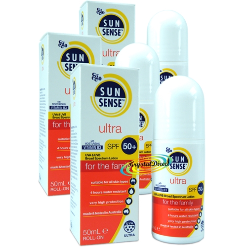 3x SunSense Ultra 50ml UVA&UVB SPF 50+ Roll-On, For The Family