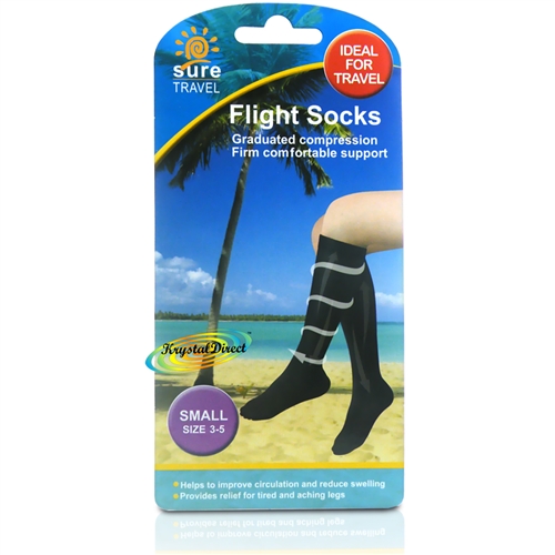 Sure Travel Flight Compression Unisex DVT 12-17mmHg Black SMALL Socks