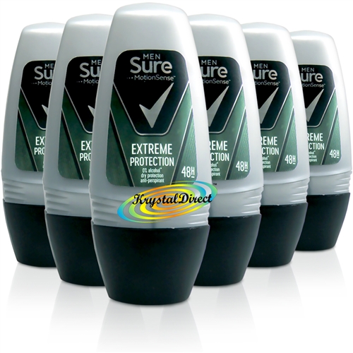 6x Sure Men Extreme Protection 48Hr Anti-Perspirant Deodorant Roll On 50ml