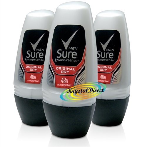 3x Sure Men Original Dry 48Hr Anti-Perspirant Deodorant Roll On 50ml