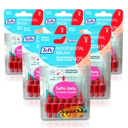 6x Tepe Interdental Brush 0.50mm Red Size 2 6 Brushes