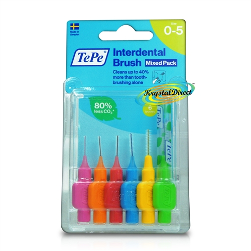 Tepe Interdental Brush 0.4mm to 0.8mm ISO size 0-5 Mixed Pack