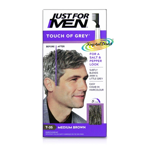 Just for Men Touch of Grey T35 Medium Brown Easy Comb in Haircolour Dye