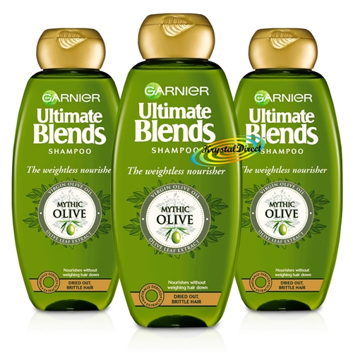 3x Garnier Ultimate Blends Mythic Olive Weightless Nourishing Shampoo 360ml