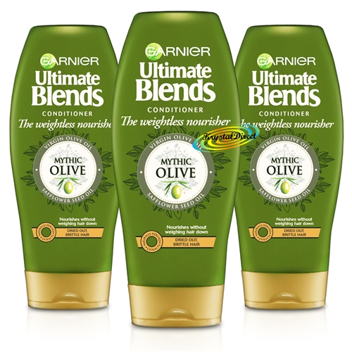 3x Garnier Ultimate Blends Mythic Olive Weightless Nourishing Conditioner 360ml