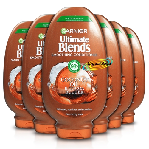 6x Garnier Ultimate Blends Coconut Oil & Cocoa Butter Smoothing Conditioner 400ml