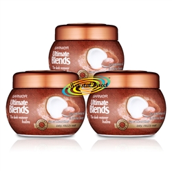 3x Garnier Ultimate Blends Sleek Restorer Hair Mask Pot Balm 300ml