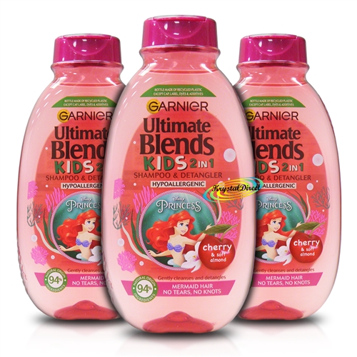 3x Garnier Ultimate Blends Kids 2 in 1 Hypoallergenic Shampoo 250ml Cherry