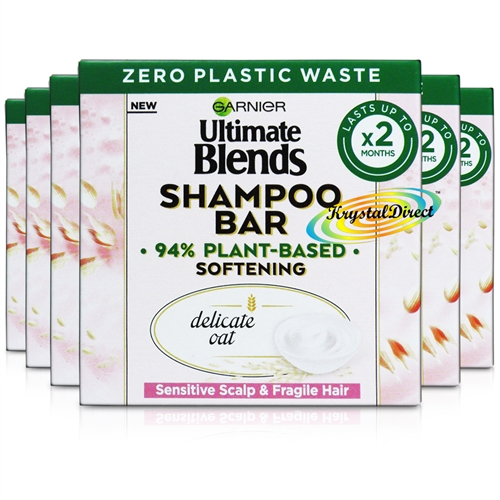 6x Garnier Ultimate Blends Softening Oat Sensitive Shampoo Bar 60g Plastic Free