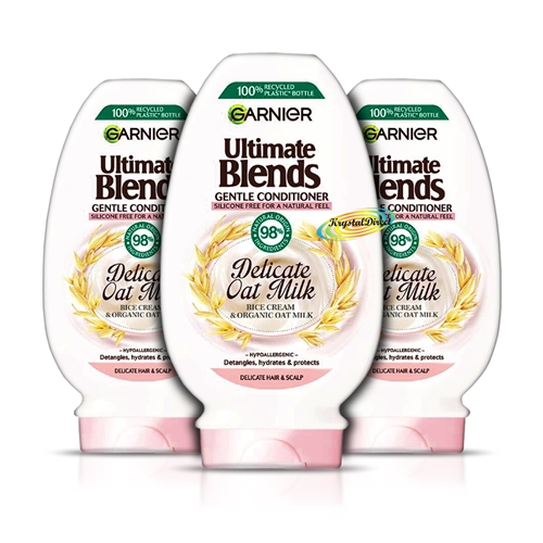 3x Garnier Ultimate Blends Delicate Oat Milk Gentle Conditioner 400ml