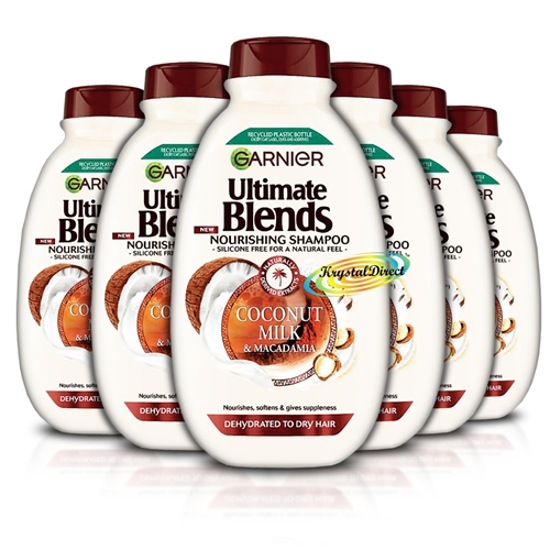 6x Garnier Ultimate Blends Nourishing Coconut Milk & Macadamia Shampoo 400ml