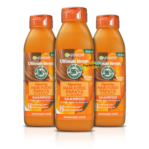 3x Garnier Ultimate Blends Hair Food Repairing Papaya Shampoo 350ml