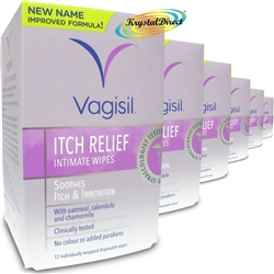 6x Vagisil Itch Relief Intimate Wipes 12 Soothes Itch and Irritation