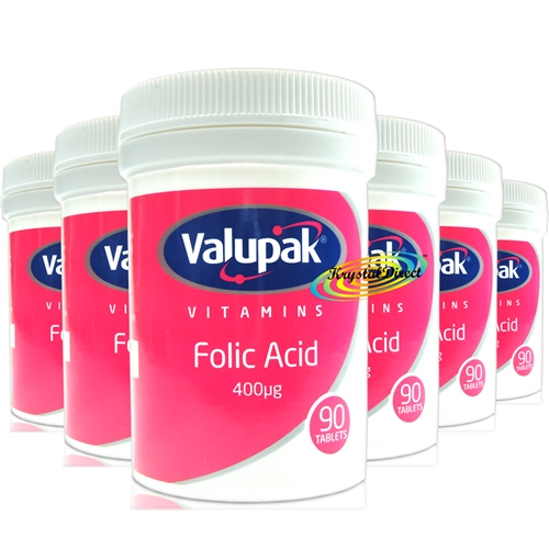 6x Valupak Vitamin Folic Acid 400Î¼g 90 Tablets