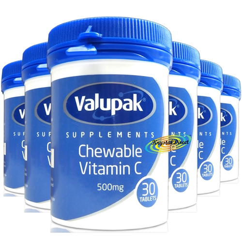 6x Valupak Chewable Vitamin C 500mg 30Tablets