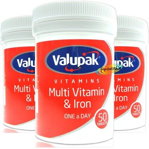 3x Valupak Multi Vitamin & Iron One a Day 50 Tablets Multivitamin
