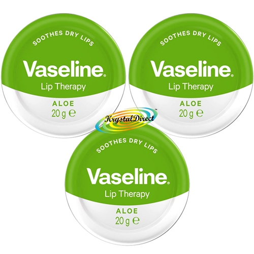 3x Vaseline Lip Balm Therapy Petroleum Jelly With Aloe Vera 20g Travel Size Pot