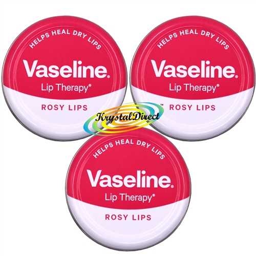 3x Vaseline Lip Balm Therapy Petroleum Jelly Rosy Lips 20g Travel Size Pot