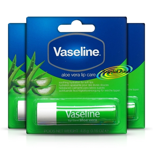 3x Vaseline Stick Green Aloe Vera Lip Therapy Balm 4.8g