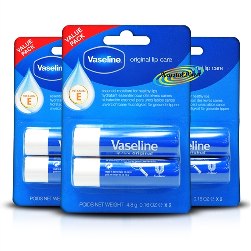 3x Vaseline Stick Blue Original Lip Therapy Balm TWIN PACK 2x4.8g