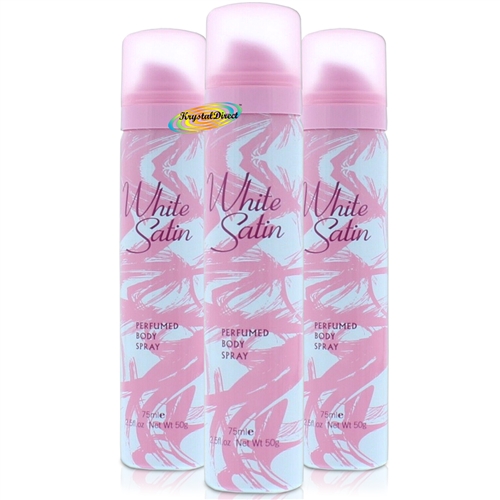 3x White Satin Perfumed Body Spray 75ml