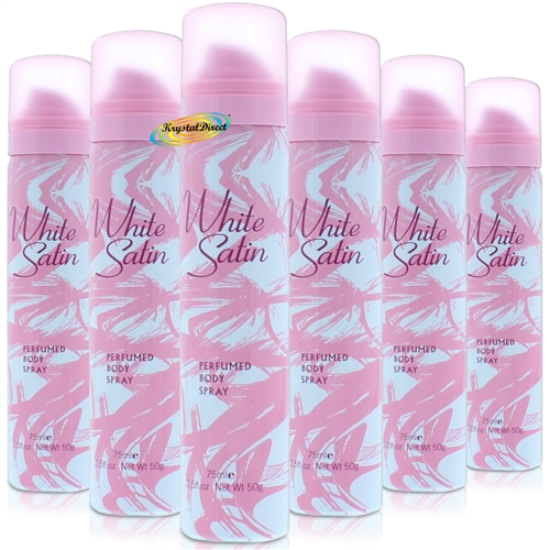 6x White Satin Perfumed Body Spray 75ml