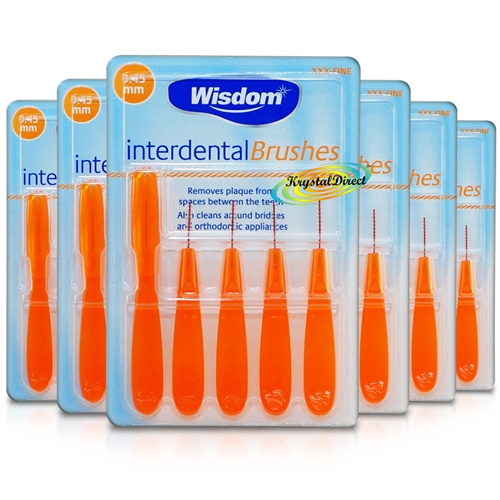 6x Wisdom Interdental Brushes XXX Fine 0.45mm Orange Oral Hygiene Dental Floss