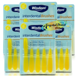 6x Wisdom Interdental Brushes Oral Care Yellow 0.7mm Fine Removes Plaque