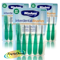 3x Wisdom Interdental Brushes Green Medium 0.8mm