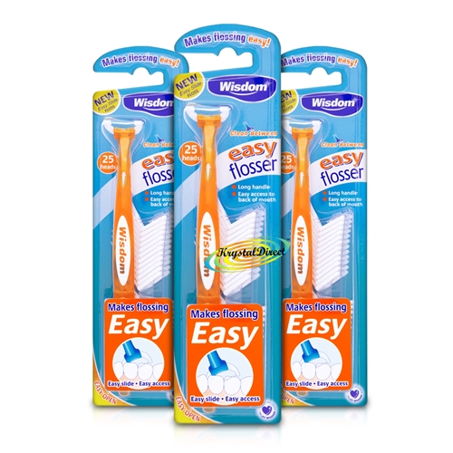 3x Wisdom Easy Floss Daily Flosser 25 Disposable Heads Included